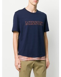 T-shirt à col rond imprimé bleu marine Missoni