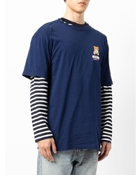 T-shirt à col rond imprimé bleu marine Moschino