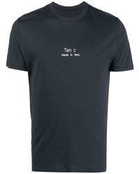 T-shirt à col rond imprimé bleu marine Ten C