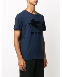 T-shirt à col rond imprimé bleu marine Etro