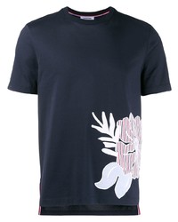 T-shirt à col rond imprimé bleu marine Thom Browne