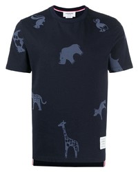 T-shirt à col rond imprimé bleu marine Thom Browne