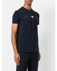 T-shirt à col rond imprimé bleu marine Emporio Armani