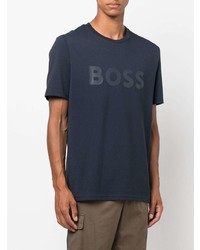 T-shirt à col rond imprimé bleu marine BOSS