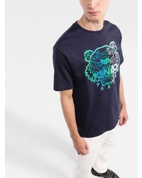 T-shirt à col rond imprimé bleu marine Kenzo