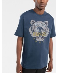 T-shirt à col rond imprimé bleu marine Kenzo