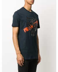 T-shirt à col rond imprimé bleu marine Philipp Plein