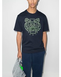 T-shirt à col rond imprimé bleu marine Kenzo