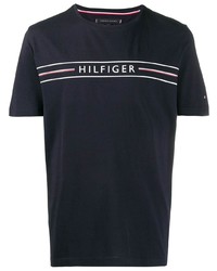 T-shirt à col rond imprimé bleu marine Tommy Hilfiger