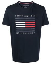 T-shirt à col rond imprimé bleu marine Tommy Hilfiger