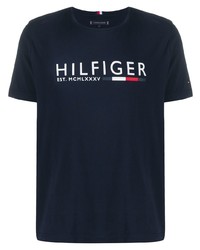 T-shirt à col rond imprimé bleu marine Tommy Hilfiger