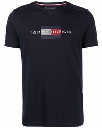 T-shirt à col rond imprimé bleu marine Tommy Hilfiger