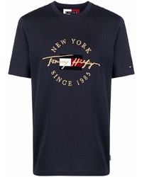 T-shirt à col rond imprimé bleu marine Tommy Hilfiger