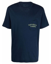 T-shirt à col rond imprimé bleu marine Universal Works