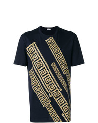 T-shirt à col rond imprimé bleu marine Versace Collection