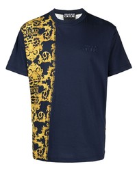 T-shirt à col rond imprimé bleu marine VERSACE JEANS COUTURE