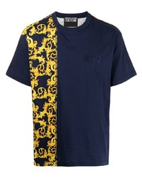 T-shirt à col rond imprimé bleu marine VERSACE JEANS COUTURE