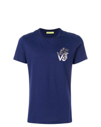 T-shirt à col rond imprimé bleu marine Versace Jeans