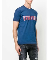 T-shirt à col rond imprimé bleu marine DSQUARED2