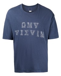 T-shirt à col rond imprimé bleu marine VISVIM