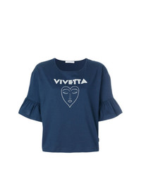 T-shirt à col rond imprimé bleu marine Vivetta