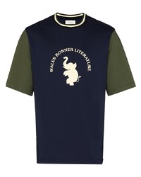 T-shirt à col rond imprimé bleu marine Wales Bonner