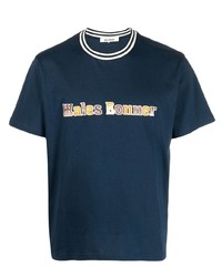 T-shirt à col rond imprimé bleu marine Wales Bonner