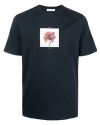 T-shirt à col rond imprimé bleu marine Wood Wood