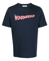T-shirt à col rond imprimé bleu marine Wood Wood