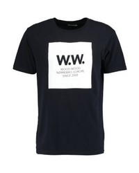 T-shirt à col rond imprimé bleu marine Wood Wood