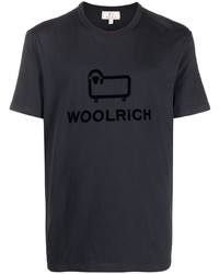 T-shirt à col rond imprimé bleu marine Woolrich