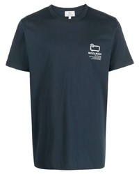 T-shirt à col rond imprimé bleu marine Woolrich