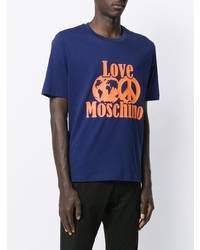 T-shirt à col rond imprimé bleu marine Love Moschino