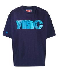 T-shirt à col rond imprimé bleu marine YMC