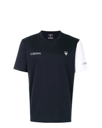 T-shirt à col rond imprimé bleu marine Z Zegna