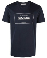 T-shirt à col rond imprimé bleu marine Zadig & Voltaire