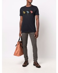 T-shirt à col rond imprimé bleu marine Paul Smith