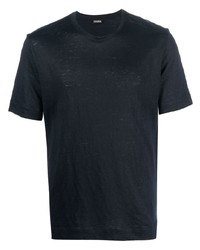 T-shirt à col rond imprimé bleu marine Zegna