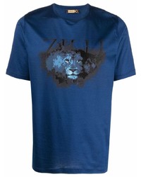 T-shirt à col rond imprimé bleu marine Zilli
