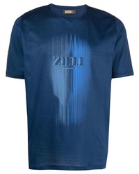 T-shirt à col rond imprimé bleu marine Zilli
