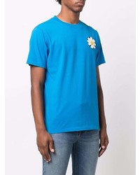 T-shirt à col rond imprimé bleu Sandro