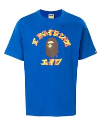 T-shirt à col rond imprimé bleu A Bathing Ape
