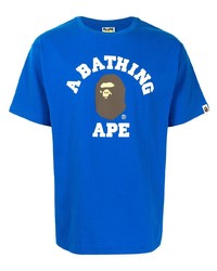 T-shirt à col rond imprimé bleu A Bathing Ape