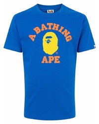 T-shirt à col rond imprimé bleu A Bathing Ape