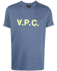 T-shirt à col rond imprimé bleu A.P.C.