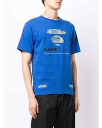 T-shirt à col rond imprimé bleu AAPE BY A BATHING APE