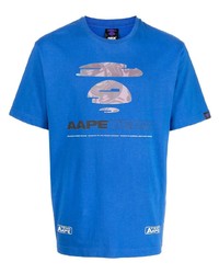 T-shirt à col rond imprimé bleu AAPE BY A BATHING APE