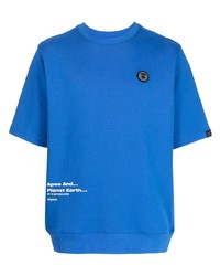 T-shirt à col rond imprimé bleu AAPE BY A BATHING APE