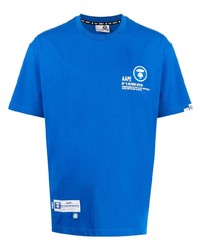 T-shirt à col rond imprimé bleu AAPE BY A BATHING APE