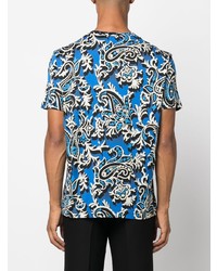 T-shirt à col rond imprimé bleu Etro